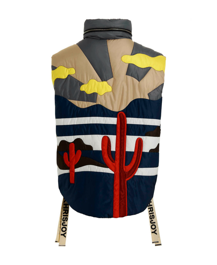 Khrisjoy Oversize Patchwork Colorblock Nylon Vest In Black