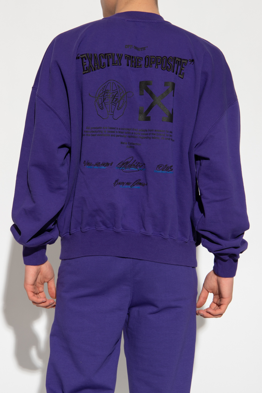 Off-white Logo-print Cotton Sweatshirt In Blue