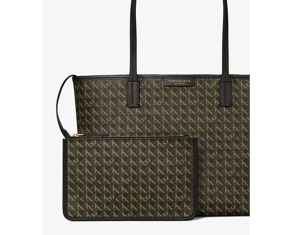 Tory Burch Small Coated Cotton Zip Tote Bag In Green