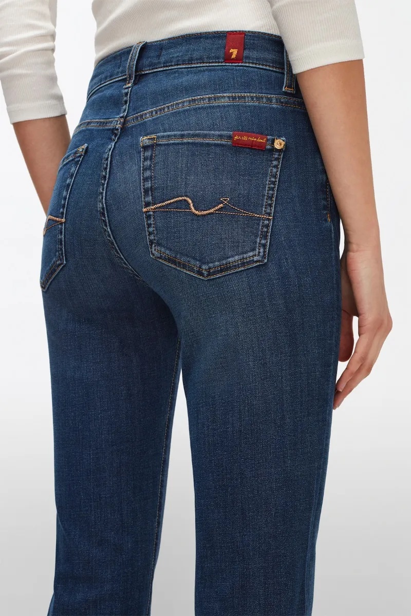 7 For All Mankind High Waisted Slim Kick With Studs Jeans In Juke Box In Blue