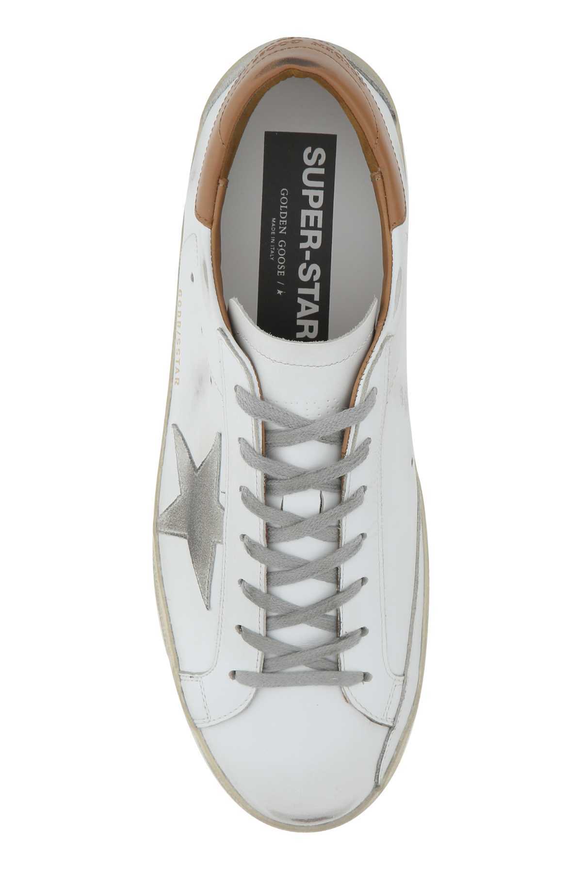 Shop Golden Goose Mens Super-star Sneakers With Suede Star And Brown Heel Tab In White