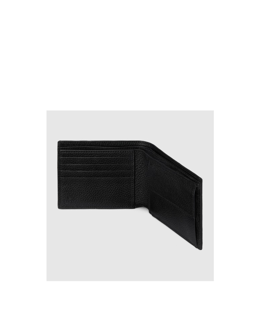 Gucci Black Bi-fold Wallet With Logo Detail In Hammered Leather Man In Black