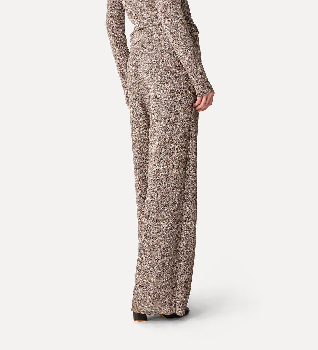Forte Forte Women Lurex Wide-leg Trousers In Brown