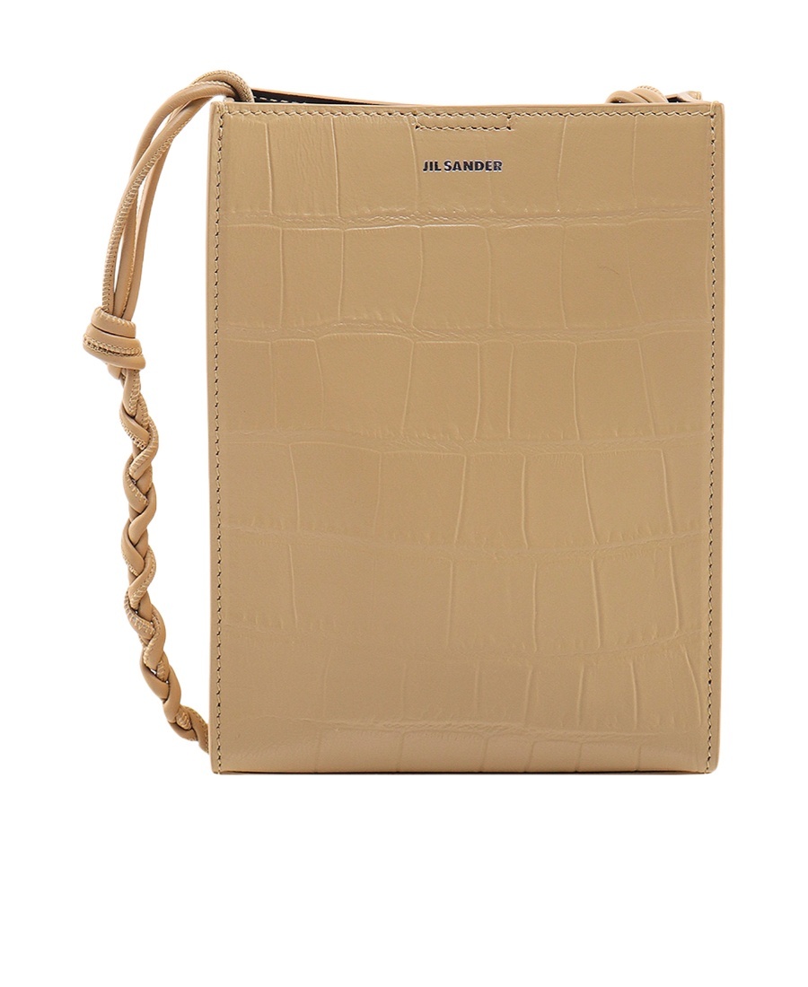 Jil Sander Tangle Crocodile-effect Crossbody Bag In Nude