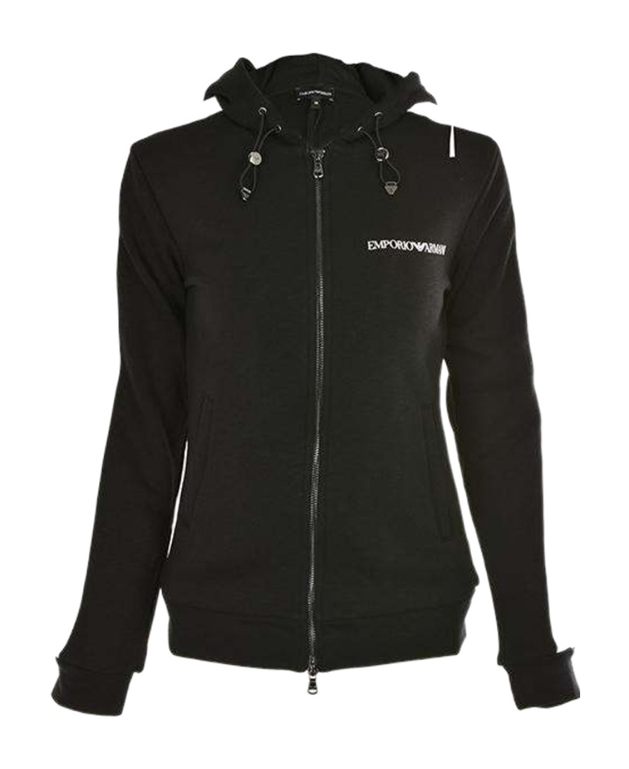 Emporio Armani Hooded Sports Leisure Jacket In Black