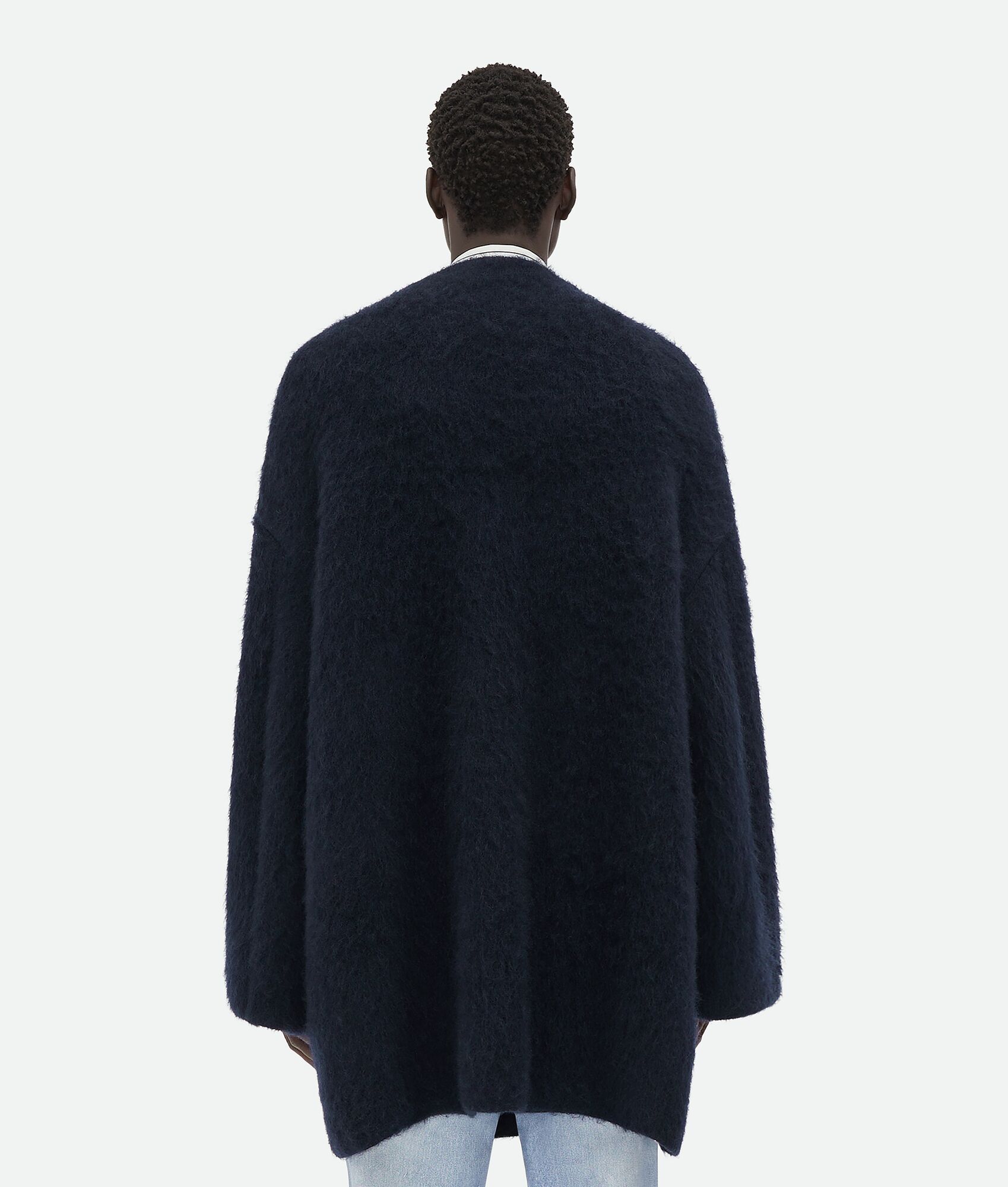 Bottega Veneta V-neck Oversize Wool Blend Cardigan In Blue