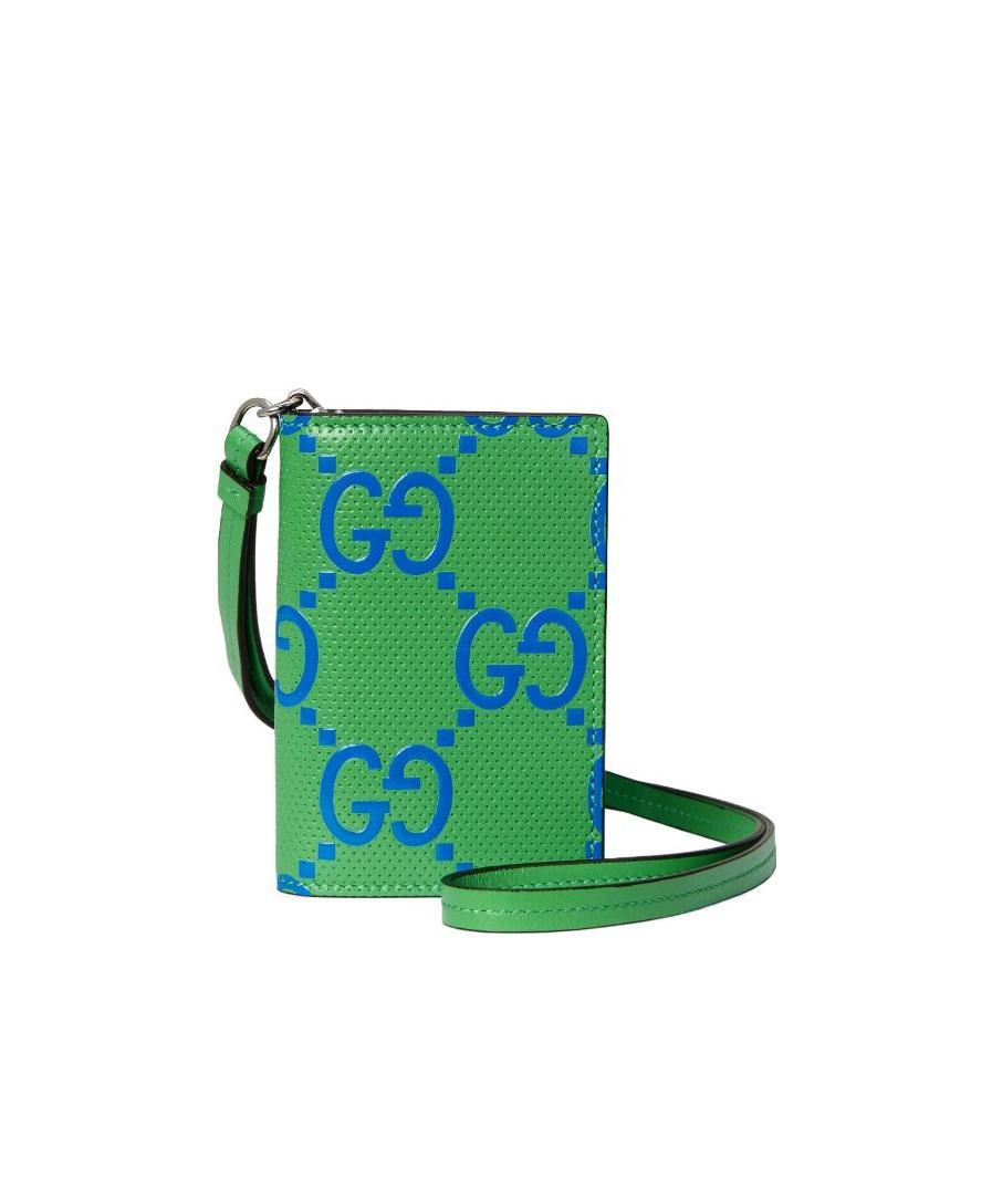 Gucci Gg-embossed Cardholder In Green