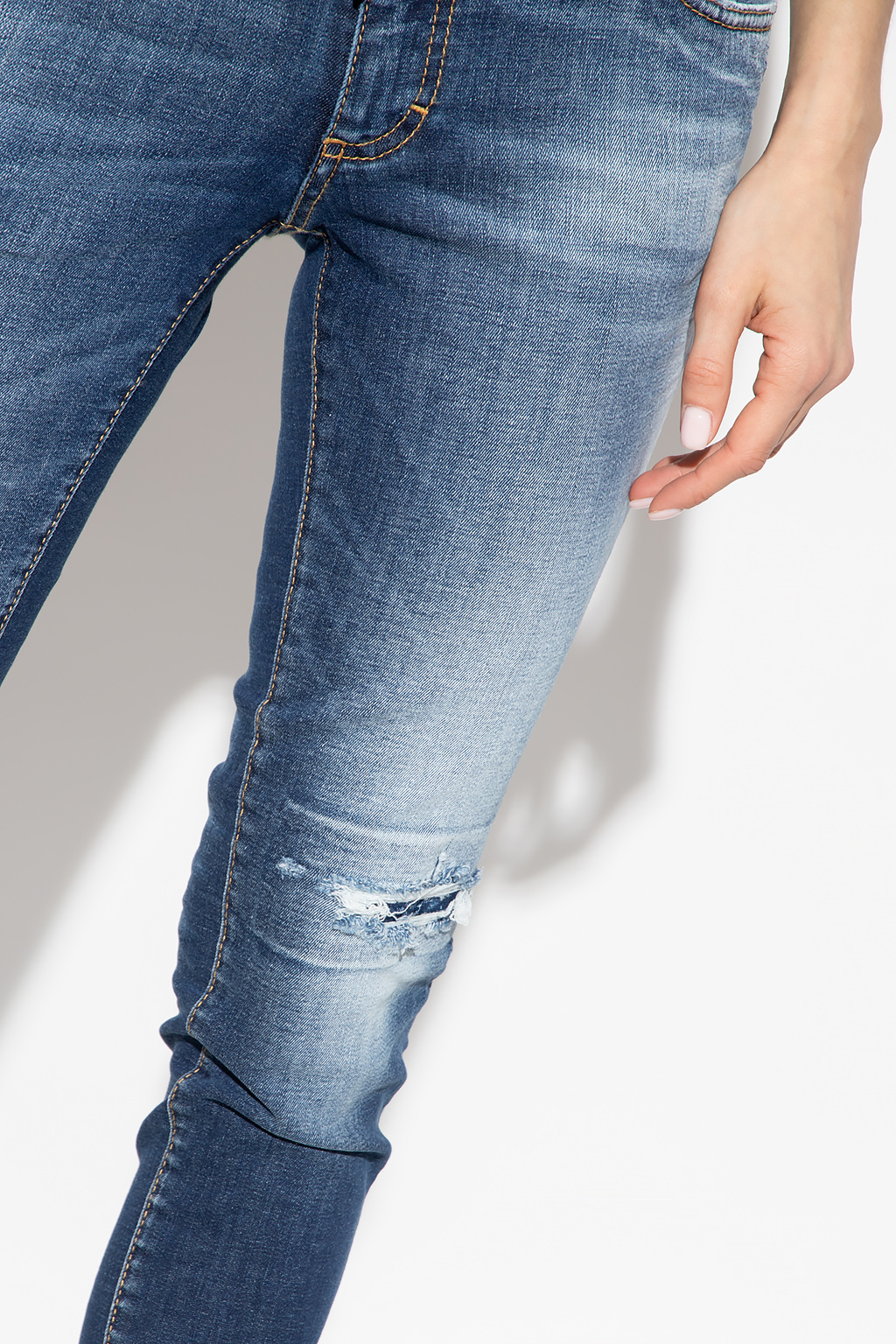 Dsquared2 Low-rise Skinny-leg Cropped Jeans In Blue