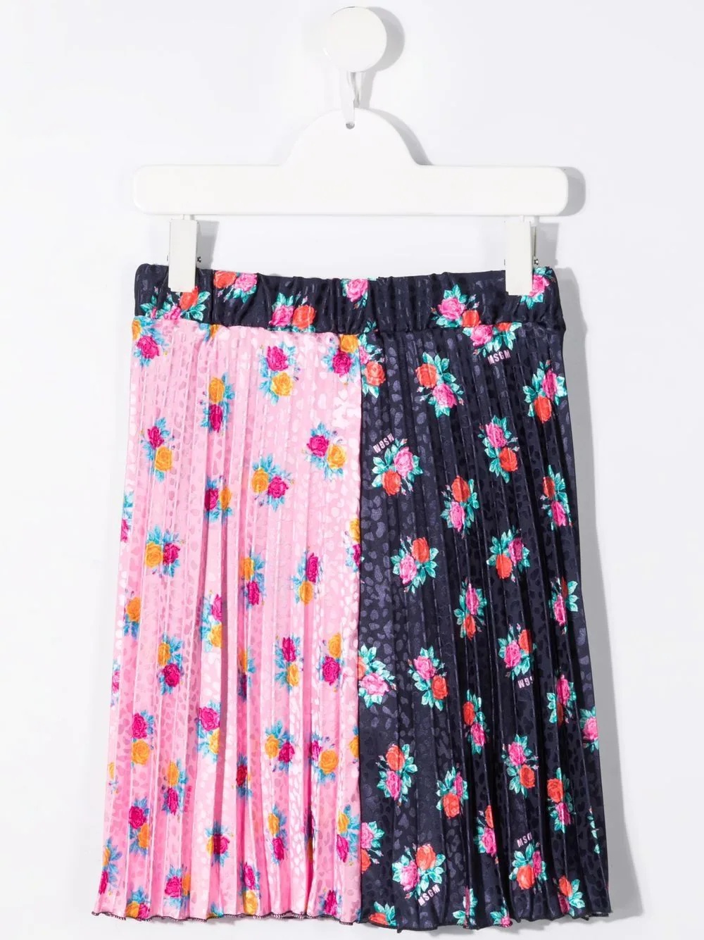 Msgm Floral-print Pleated Skirt In Multicolor