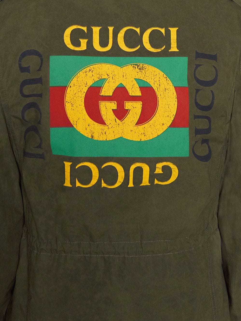 Gucci Coated Parka With Logo In Brown