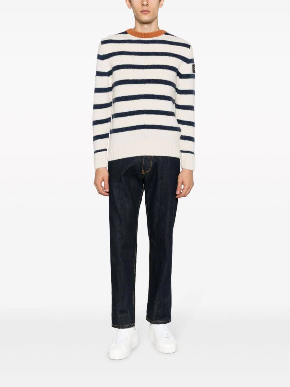 Paul & Shark Round Collar And Long-sleeved Pullover In White