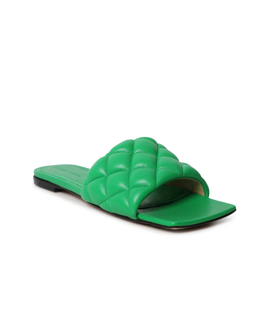 Bottega Veneta Padded Stretch Flat Sandals In Green