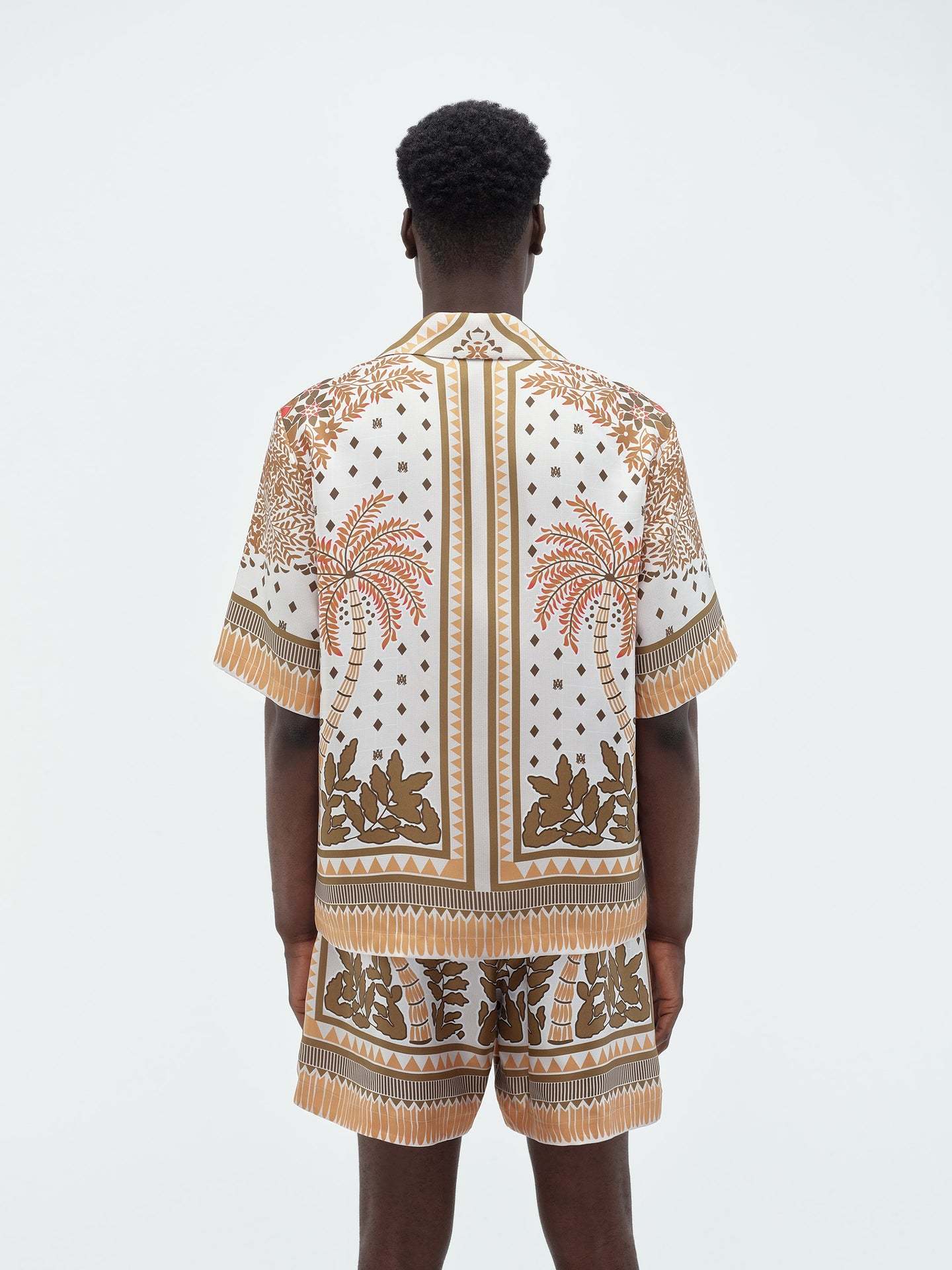 Amiri Palm Tree Bowling Silk Shirt In White