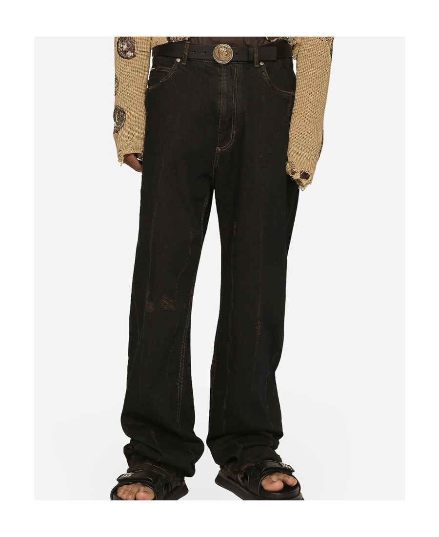 DOLCE & GABBANA DOLCE  GABBANA LOGO PATCH STRAIGHT-LEG JEANS