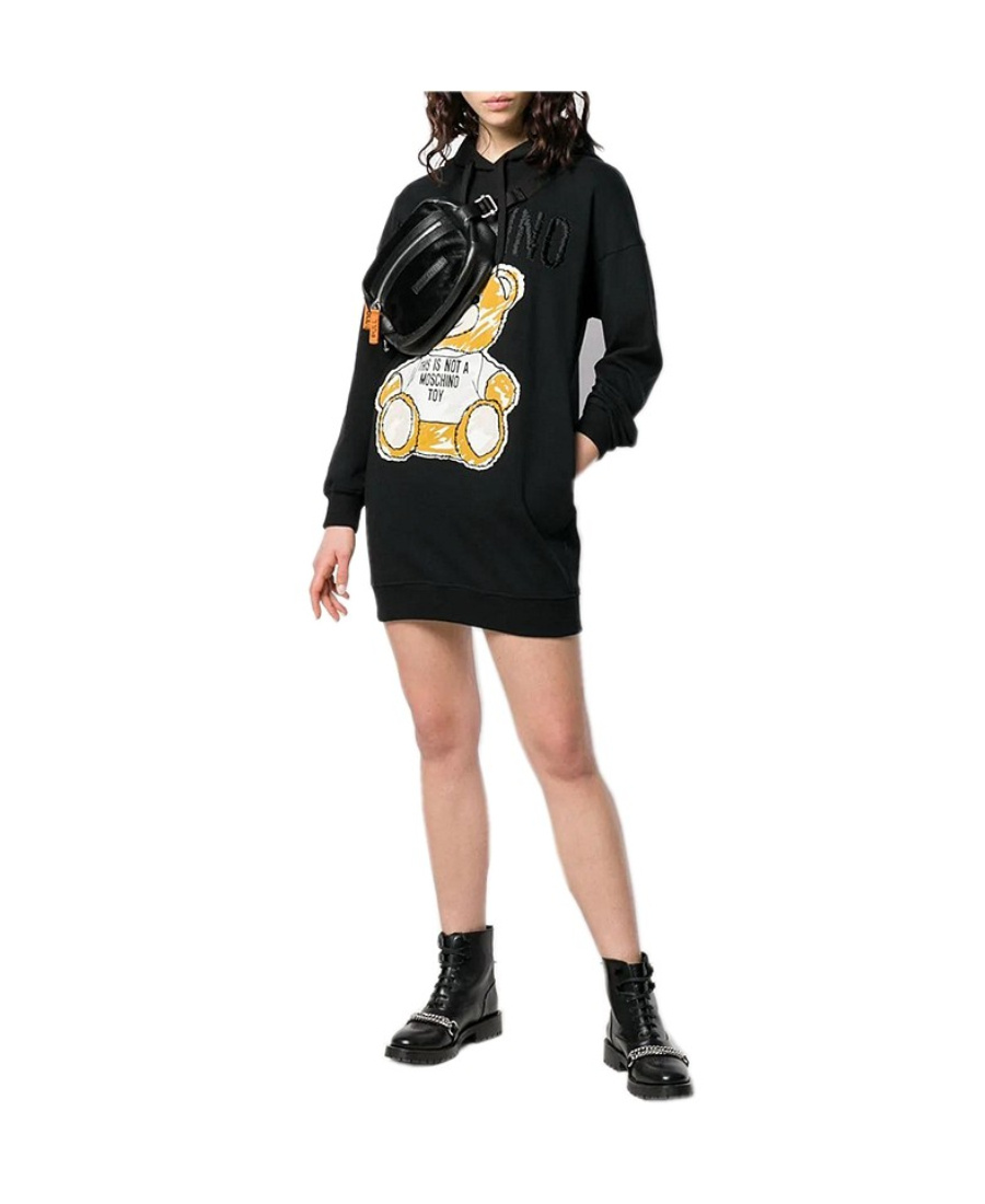 Moschino Bear Pattern Long Sweater In Black
