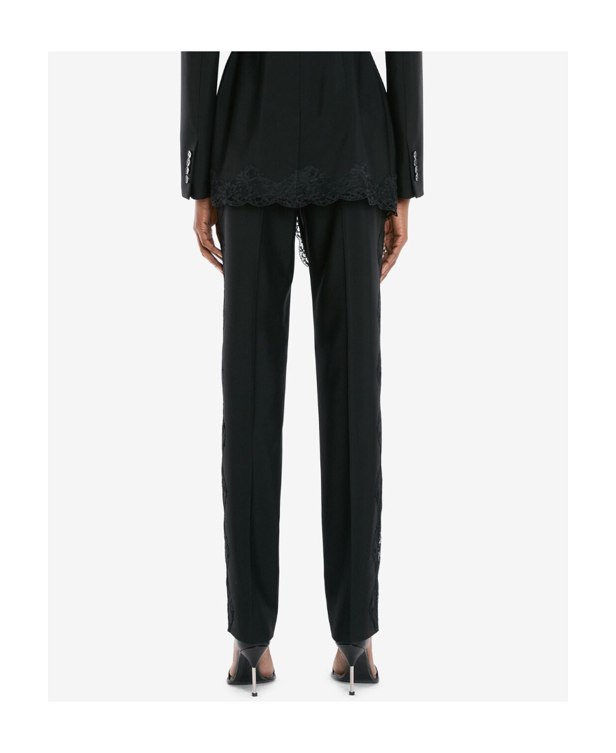 Alexander Mcqueen Lace-panel Tailored-cut Trousers In Black