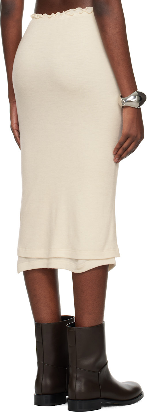 Jil Sander Off-white Double Layer Midi Skirt In Nude