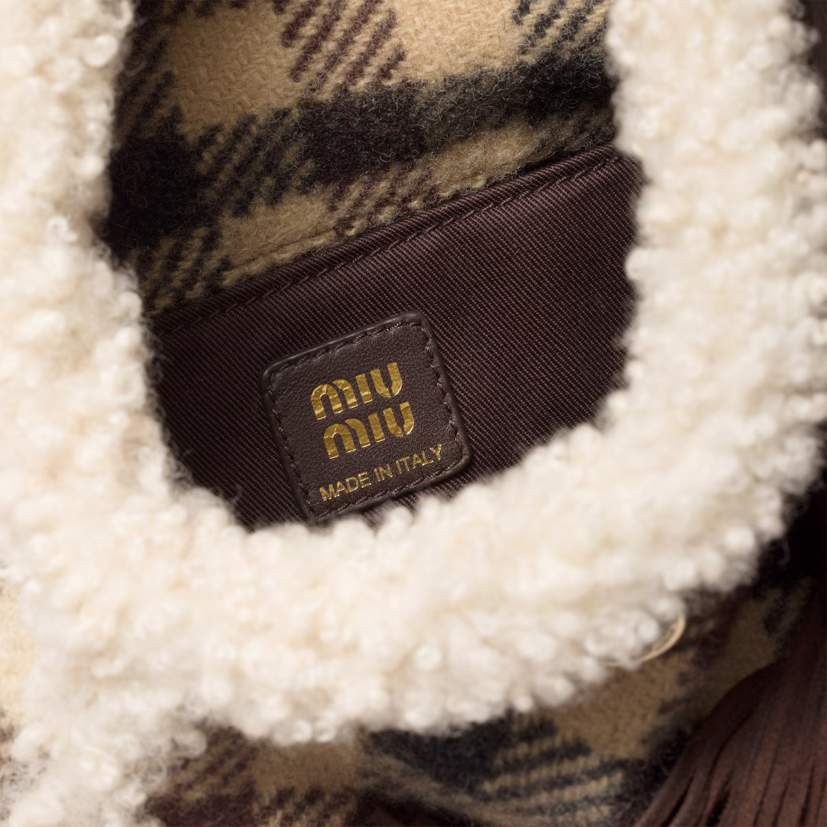 Miu Miu Checkered Fabric Handbag Dual Handles In Multi