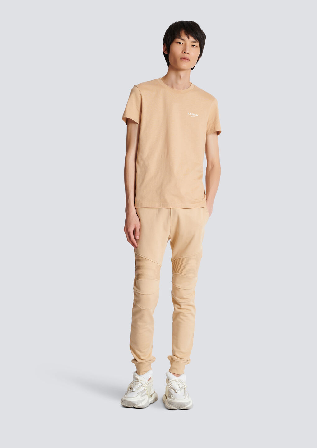 Balmain Beige Logo T-shirt In Nude