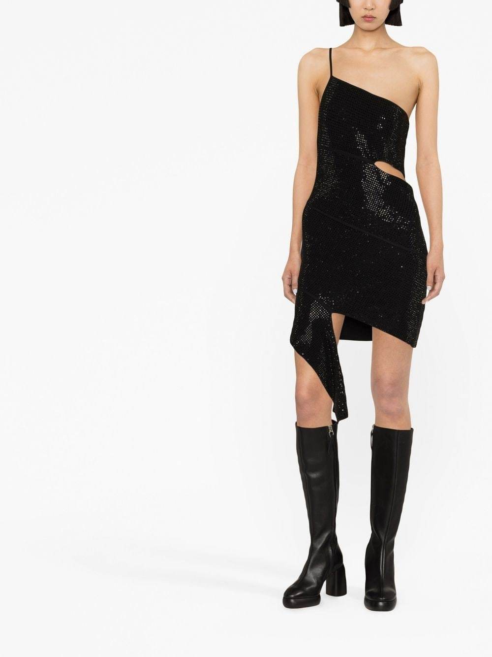 Andreädamo Sequin One Shoulder Dress Skirts Black In Black