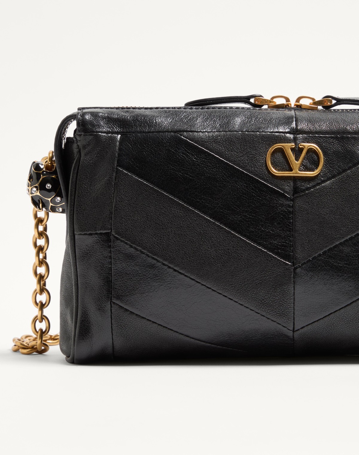 Valentino Panthea Chevron Cross Body Bag In Black