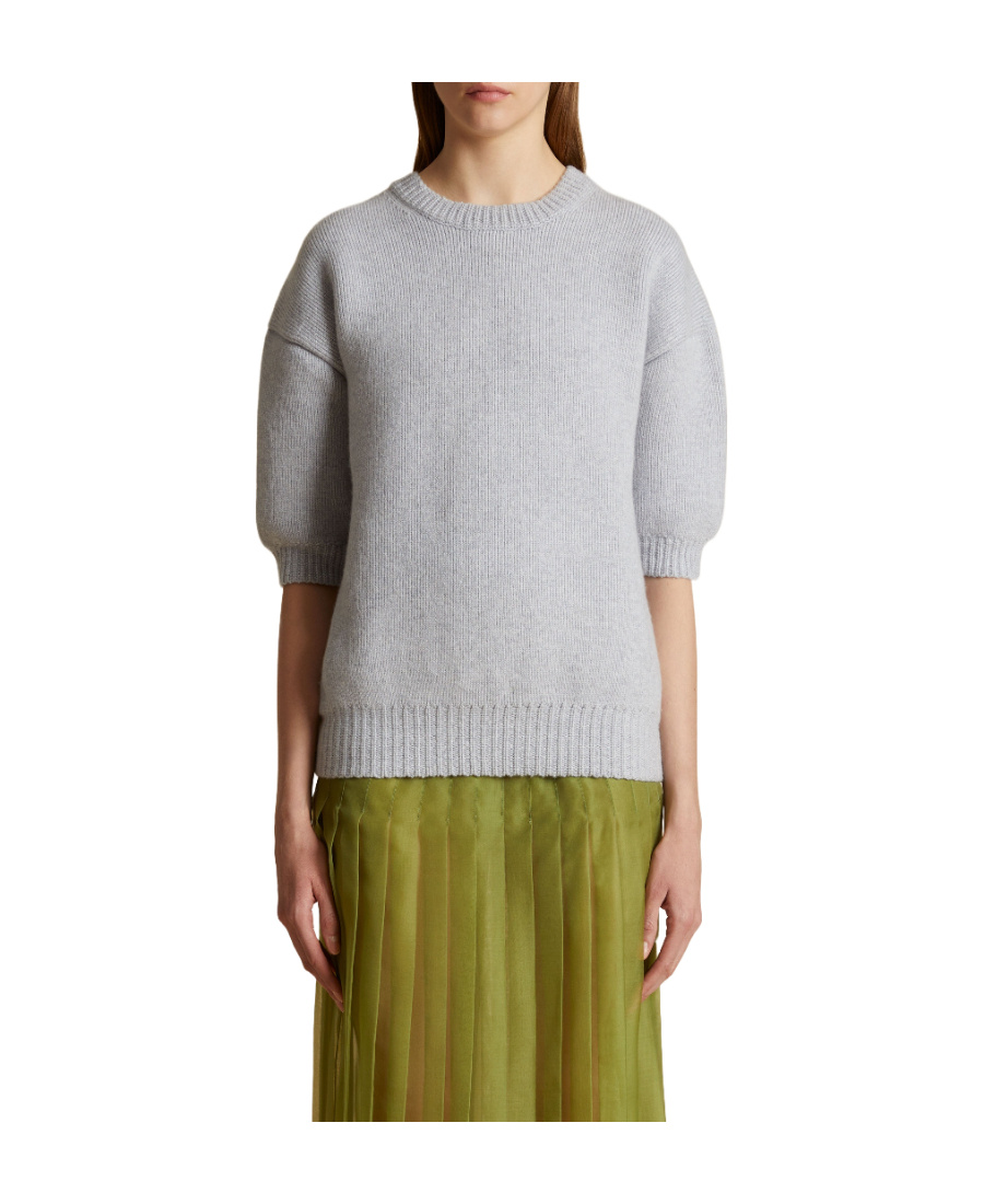 Khaite Davin Short Sleeve Cashmere Sweater In Dove