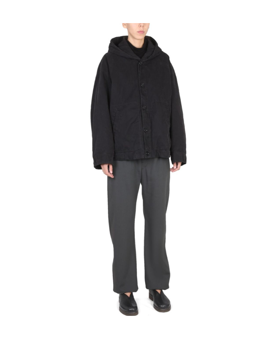 Lemaire Straight-leg Cotton-blend Trousers In Black