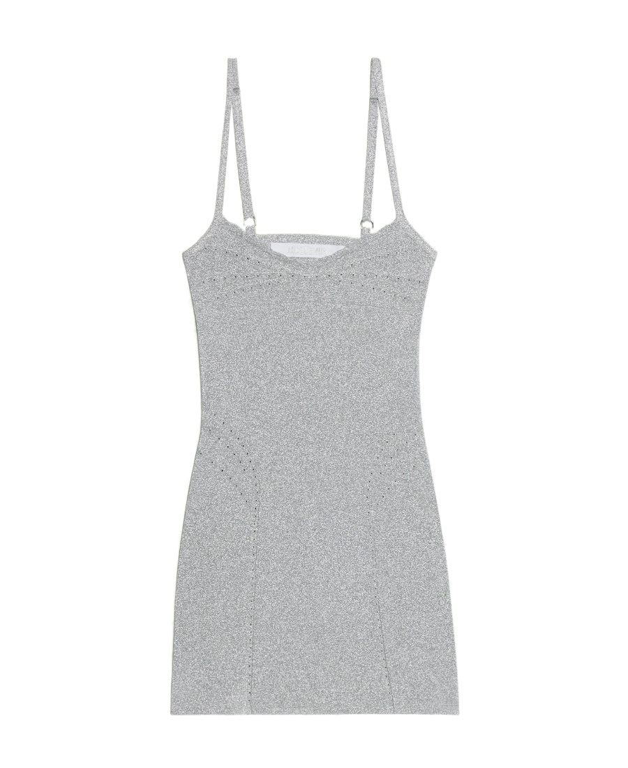 Jacquemus Fiesta Glitter Dress In Gray