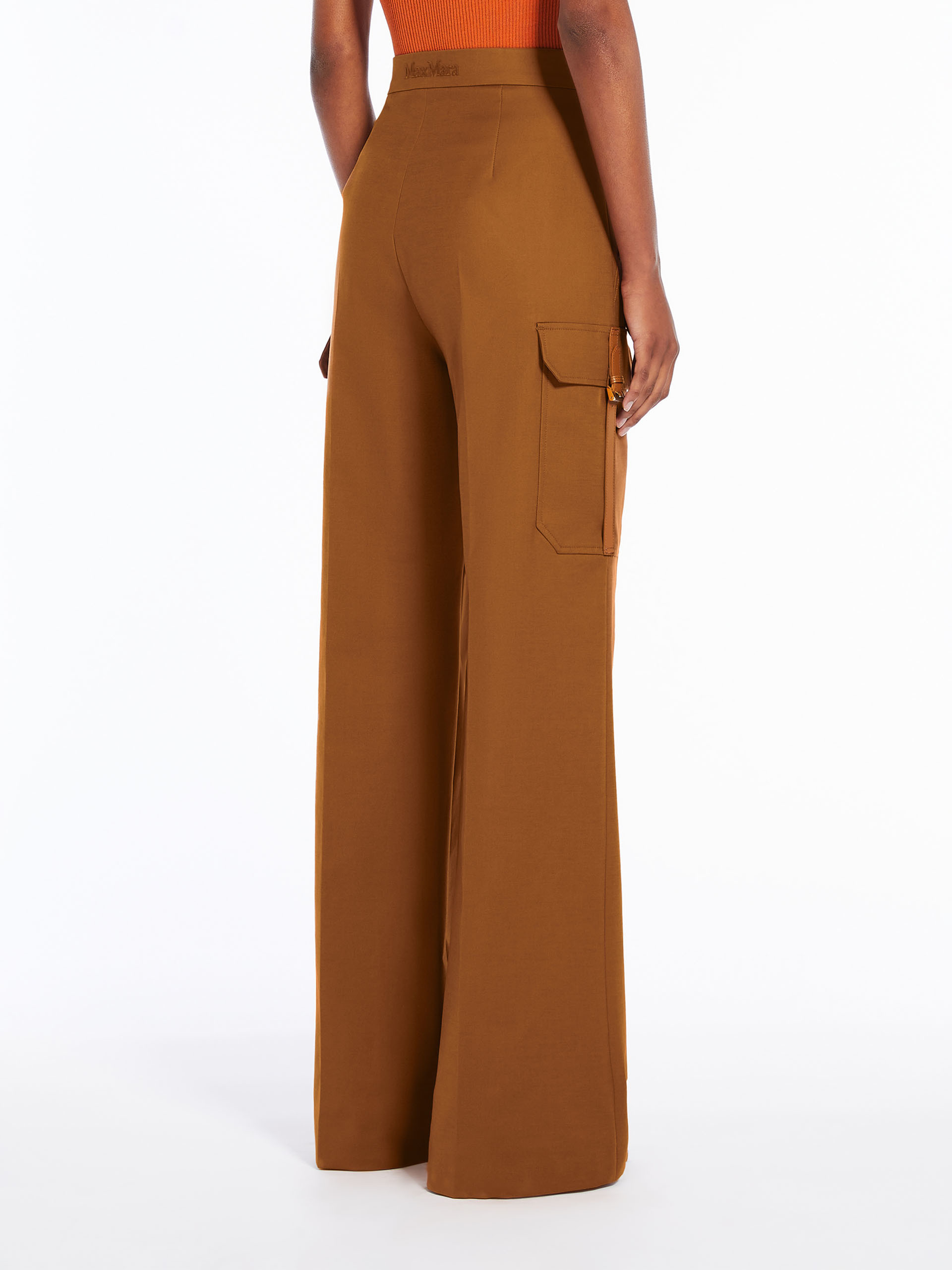Max Mara Edda Logo-embroidered Trousers In Brown
