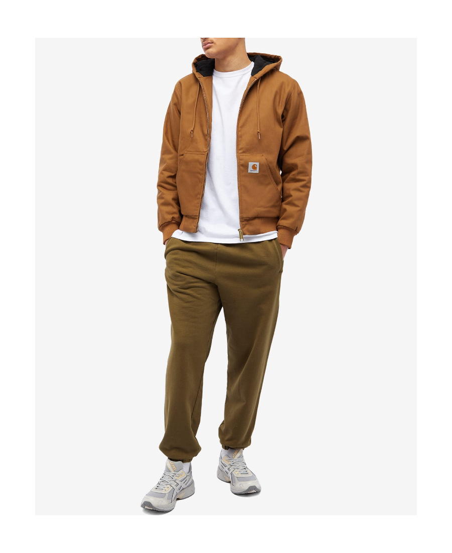 Carhartt Logo-patch Cotton Hooded Jacket In Brown