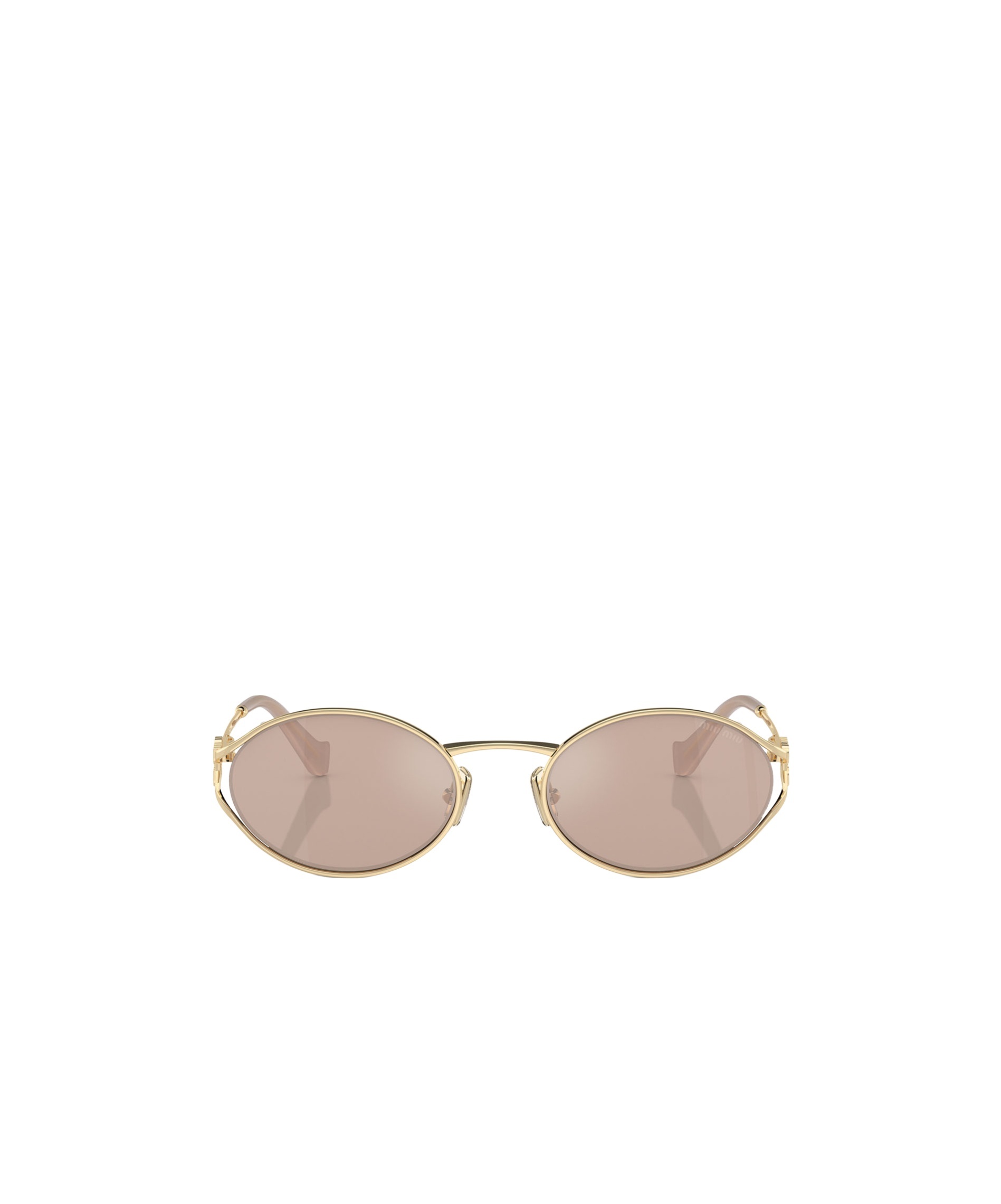 Miu Miu Womens Mu 52ys Oval-frame Metal Sunglasses Gold In Nude