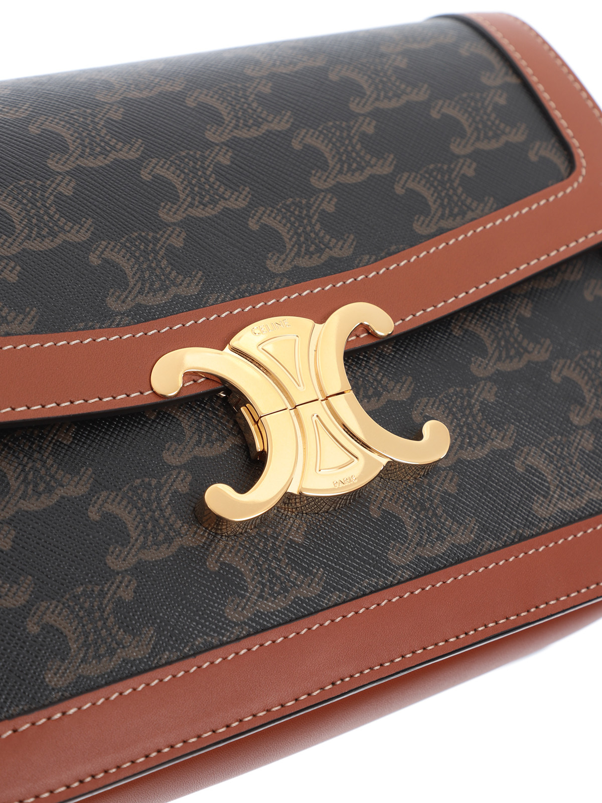 Celine Triomphe Medium Canvas And Cow Leather Handbag In Brown