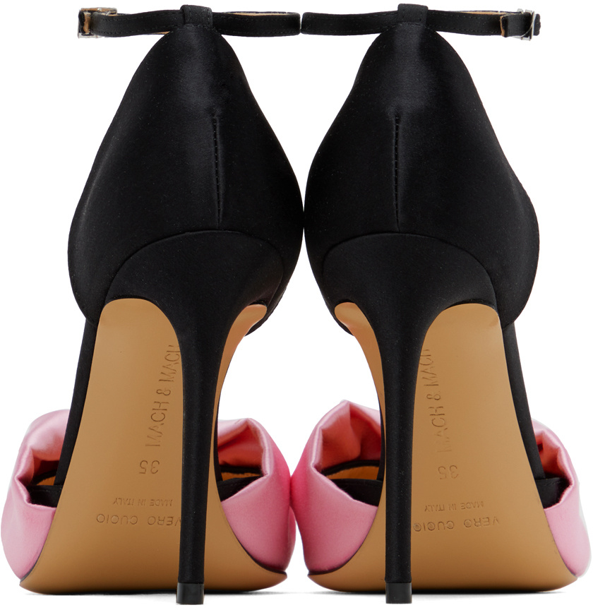Machmach Double Heart 110mm Satin Pumps In Pink