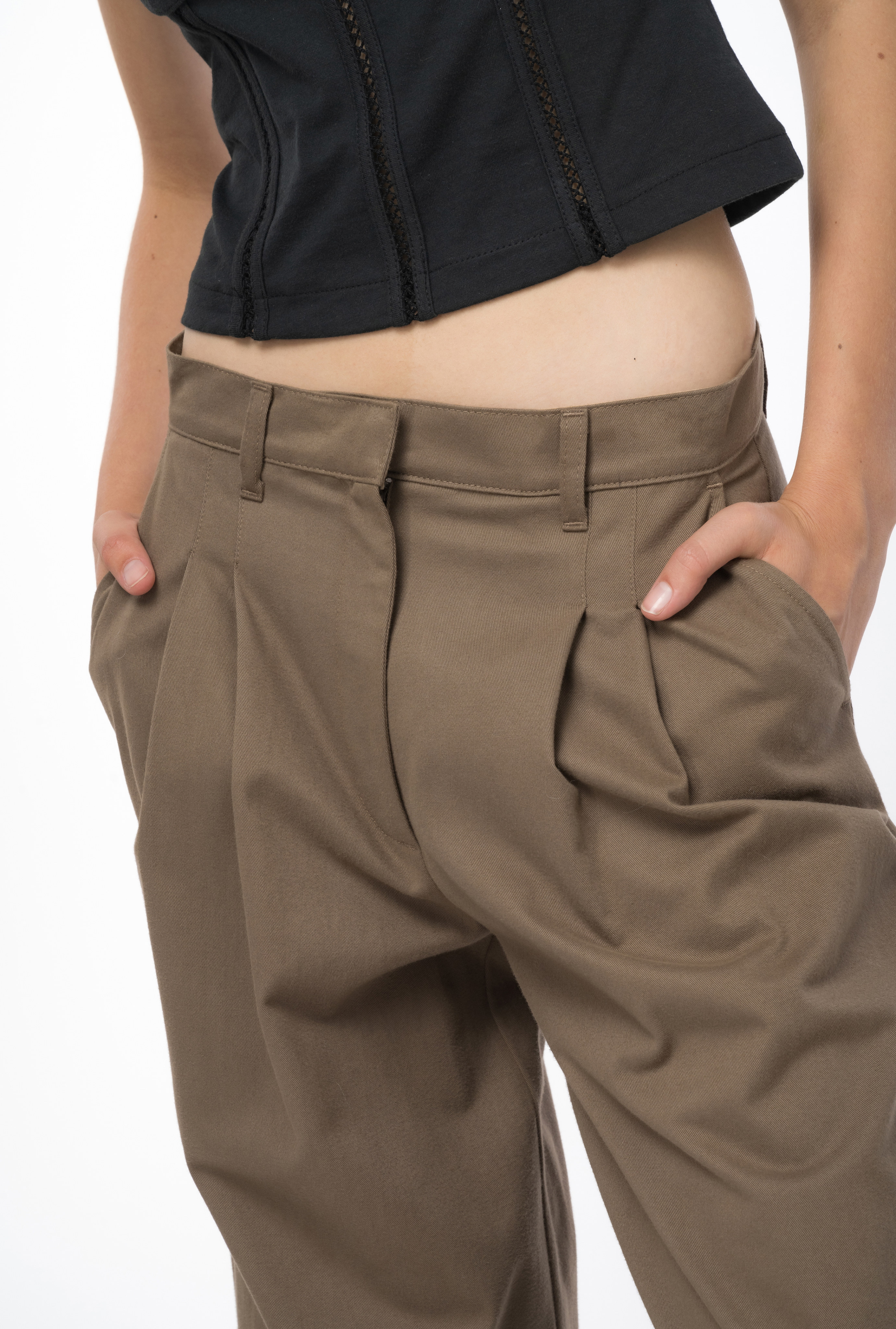 Pinko Wide-leg Cotton Trousers In Brown