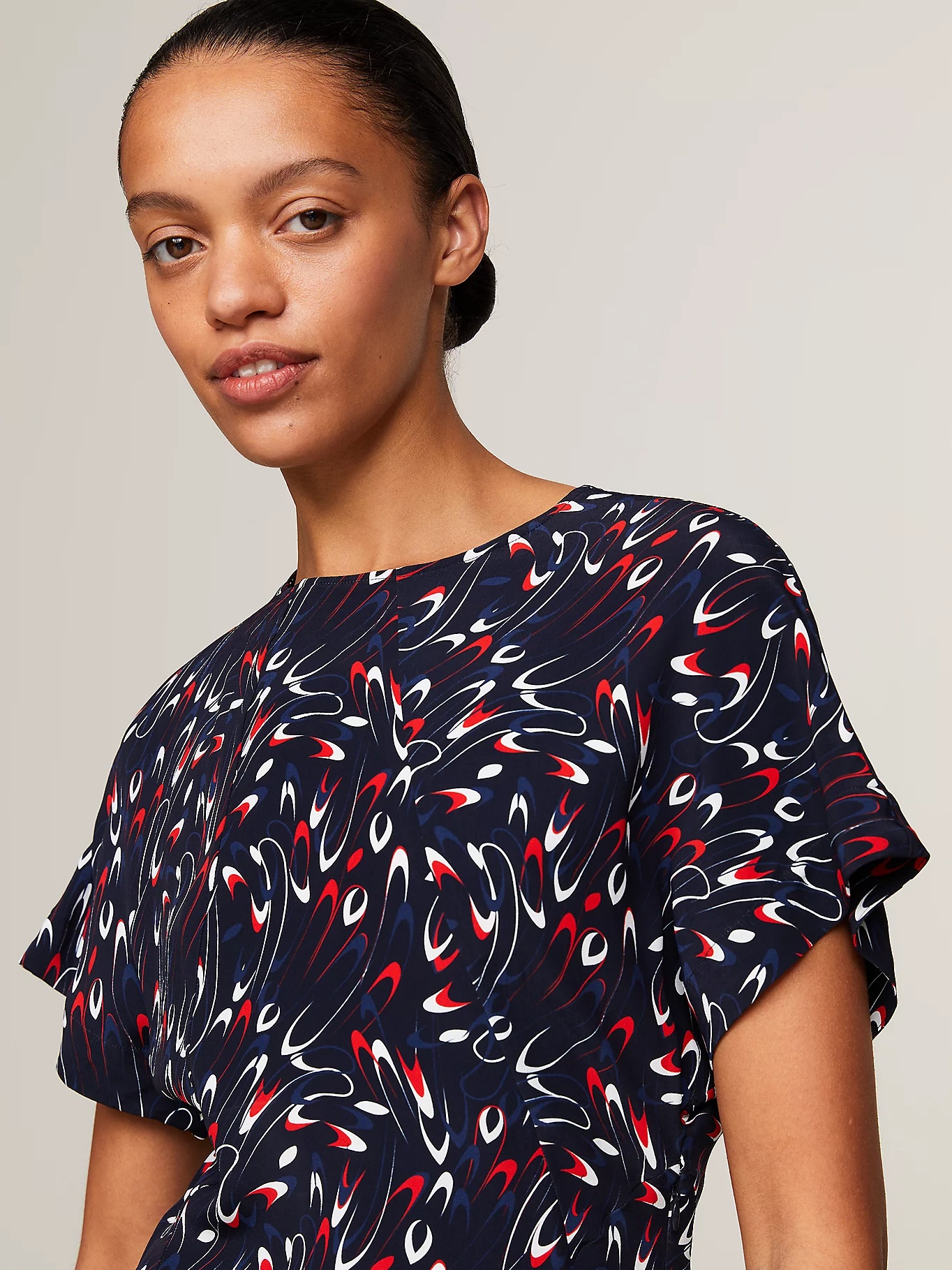 Tommy Hilfiger Round-collar Short-sleeve Dress In Black