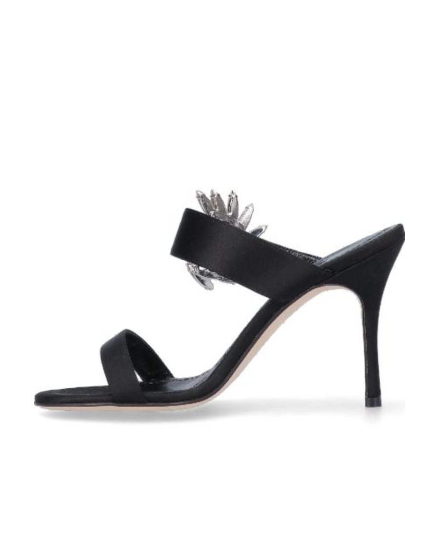 Manolo Blahnik Logo High-heeled Sandals In Black
