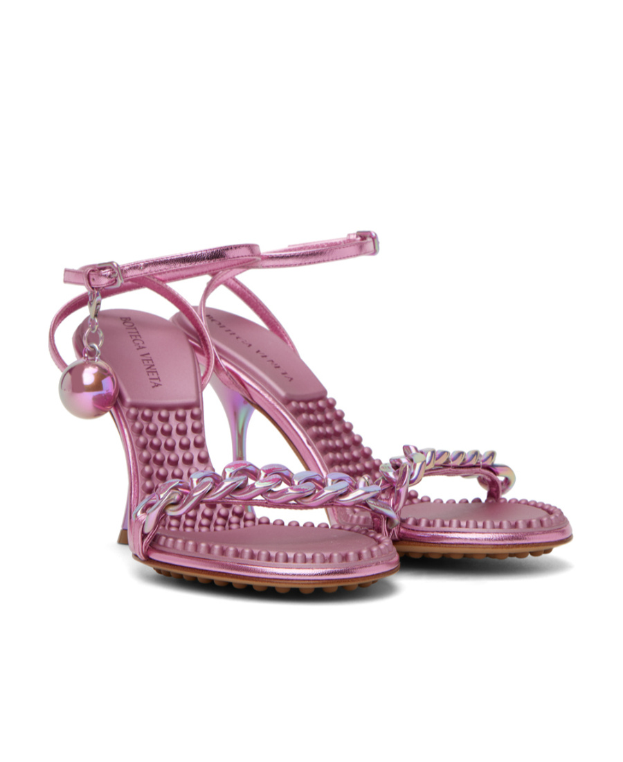 Bottega Veneta Pink Dot Heeled Sandals In Pink