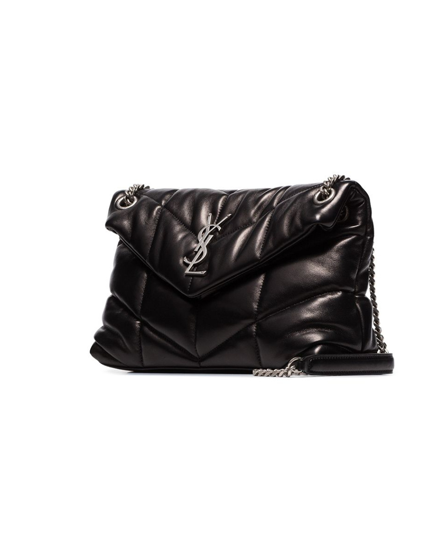 Saint Laurent Women Puffer Small Leather Shoulder Bag In Black