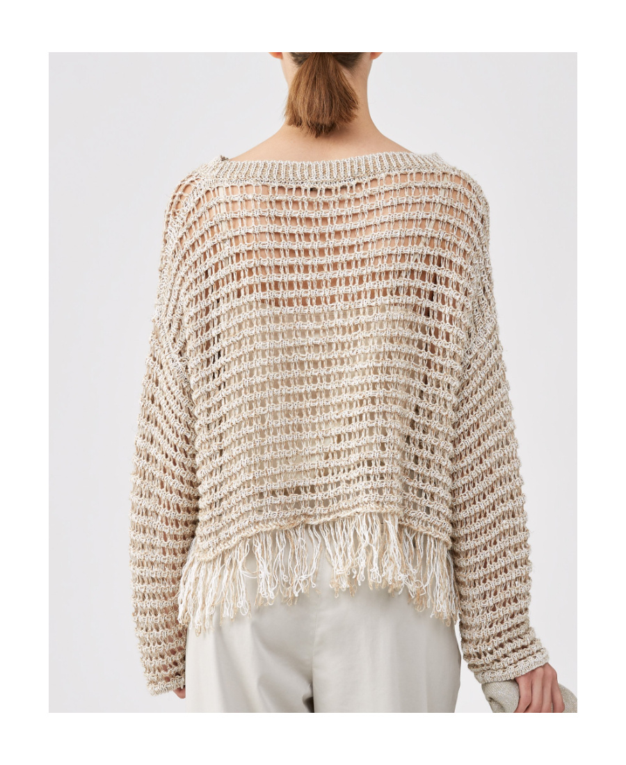 Fabiana Filippi Open-knit Fringe-trimmed Jumper In Multi