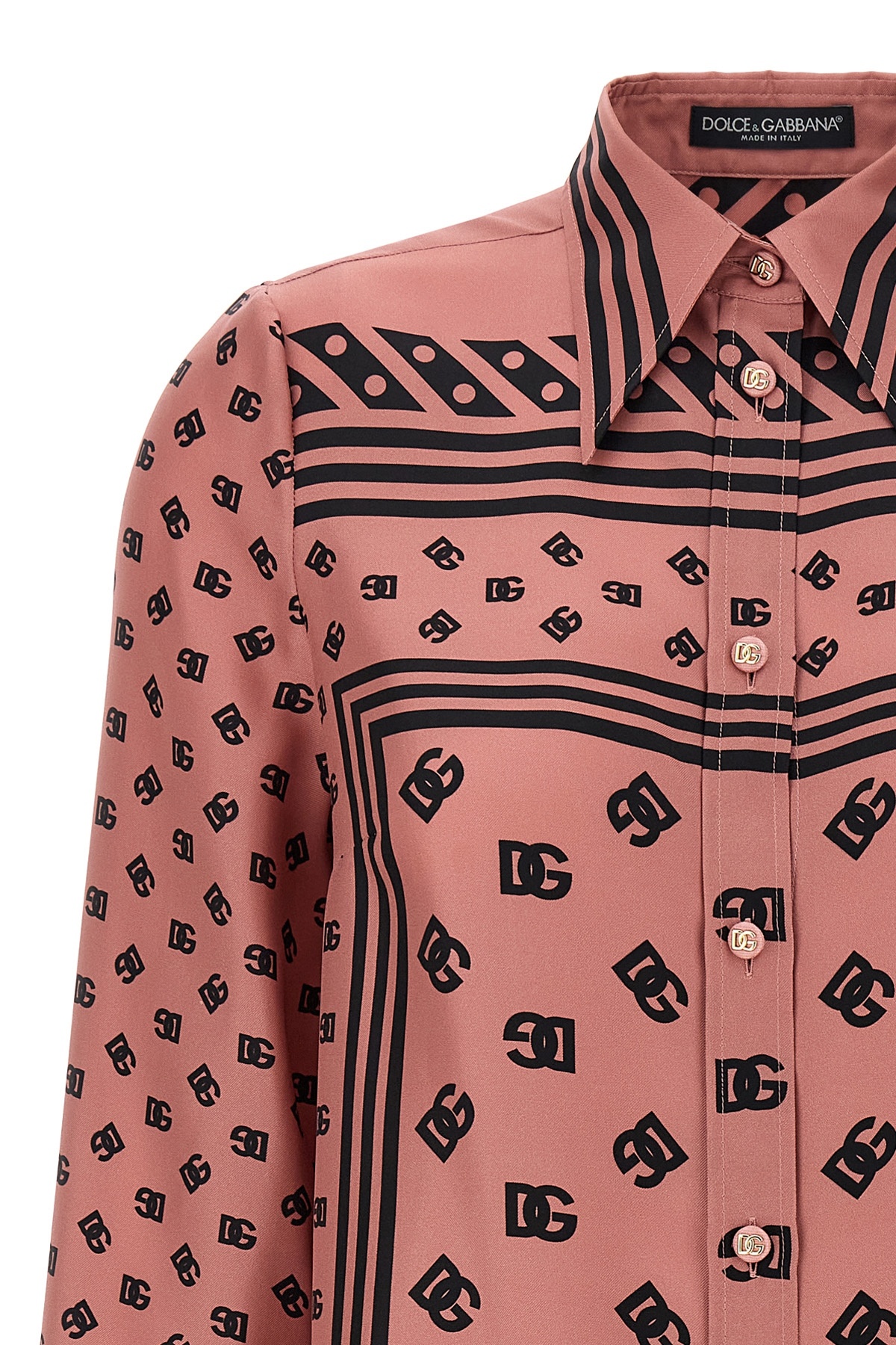 Dolce & Gabbana Silk Shirt With Collared Neck And Long Sleeves In Pink