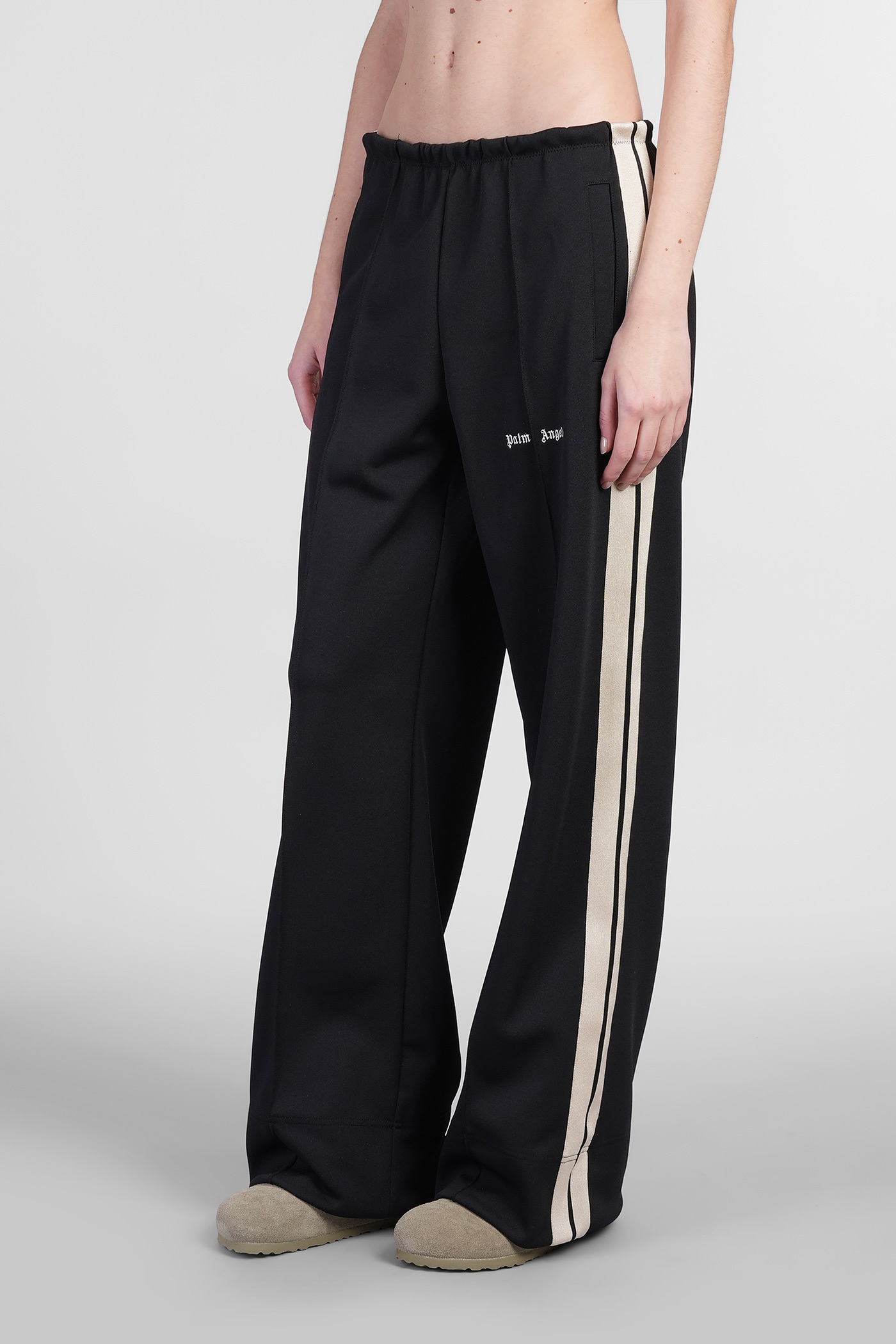 Palm Angels Loose-fit Black Trousers With Contrasting Side Stripes In Black
