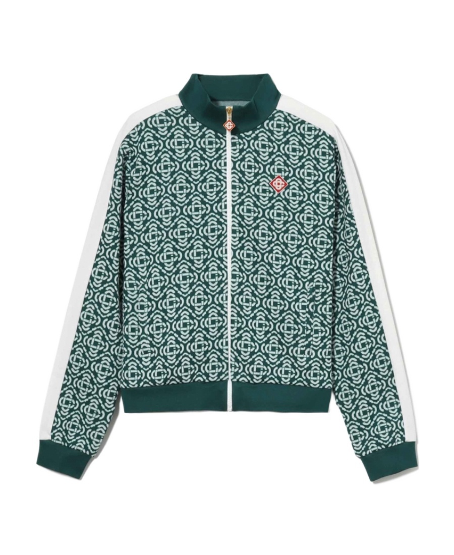 Casablanca Monogram-jacquard Zip-up Jacket In Green | ModeSens