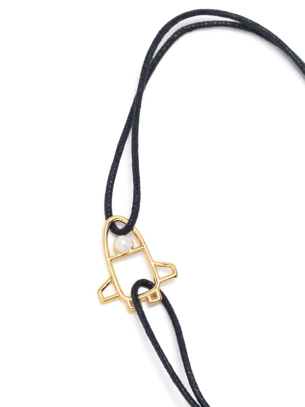 Aliita 9kt Yellow Gold Nave Espacial Pearl Bracelet In Black