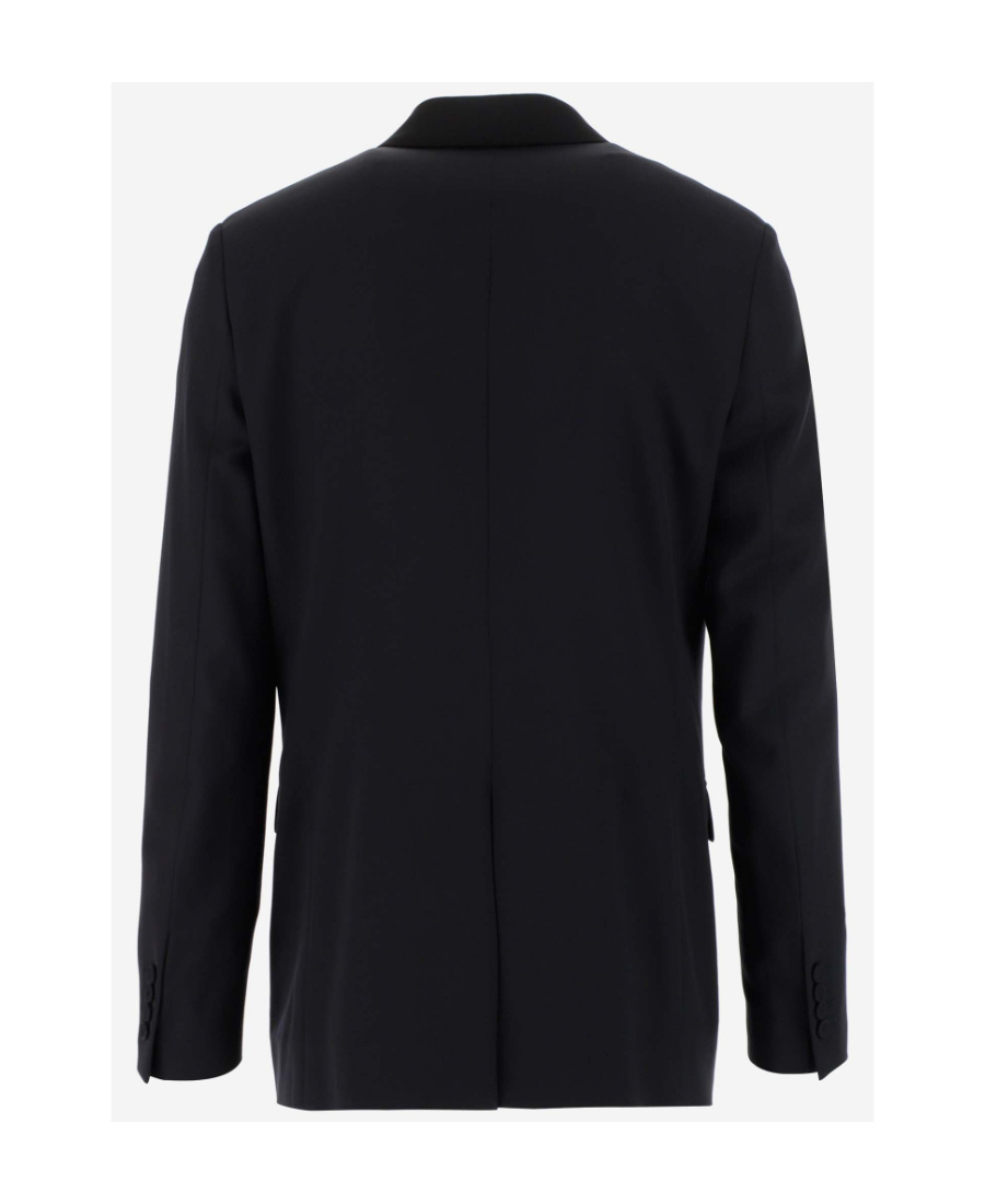 Dior Navy Blue Logo Suit Jacket In Black