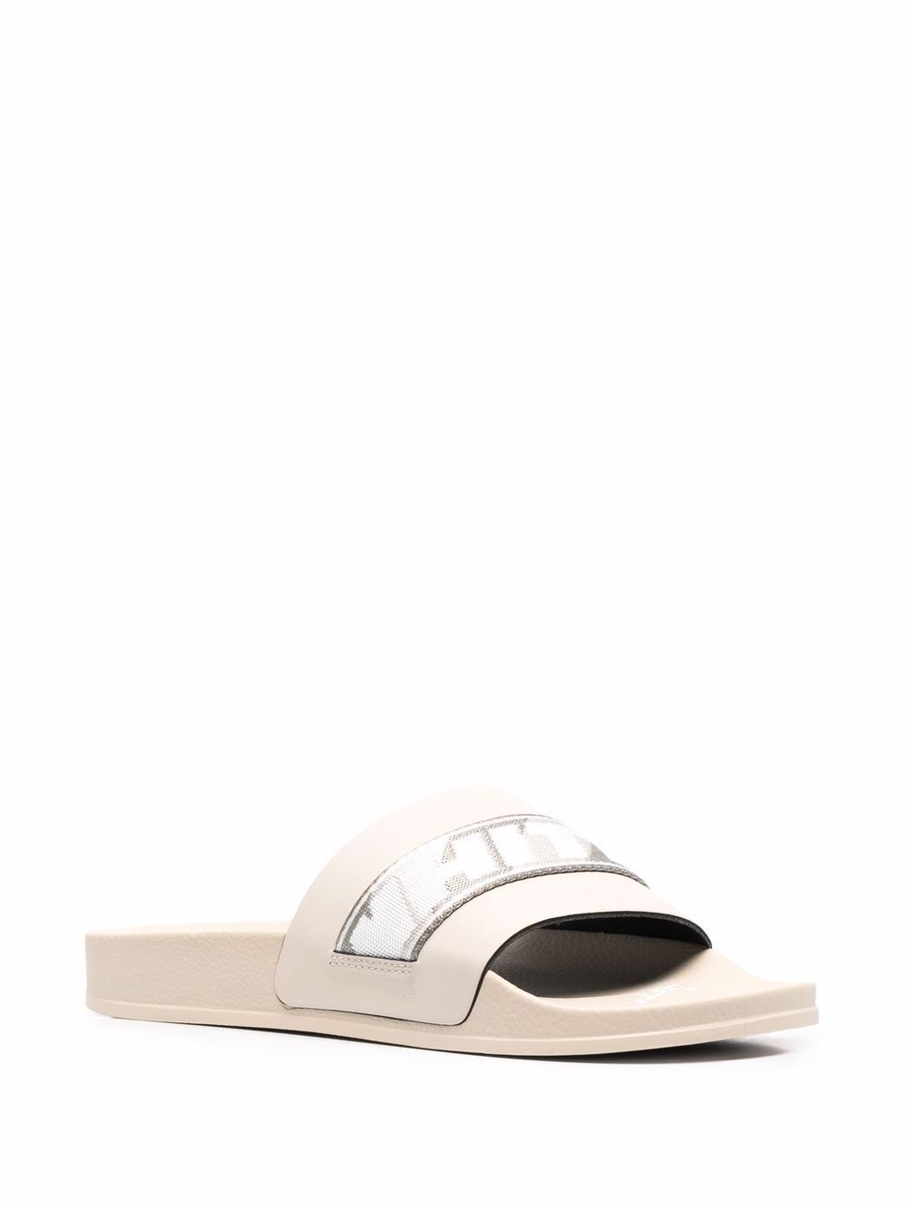 Off-white Industrial Logo-jacquard Slides In Nude