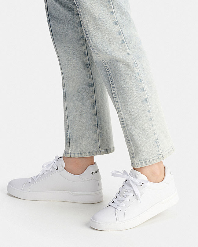 Coach Round-toe Lace-up Sneakers In White