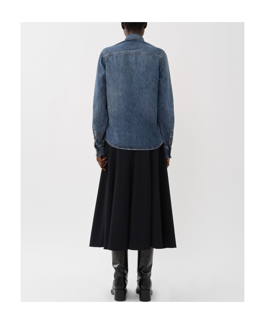 Chloé Long-sleeved Denim Shirt In Blue