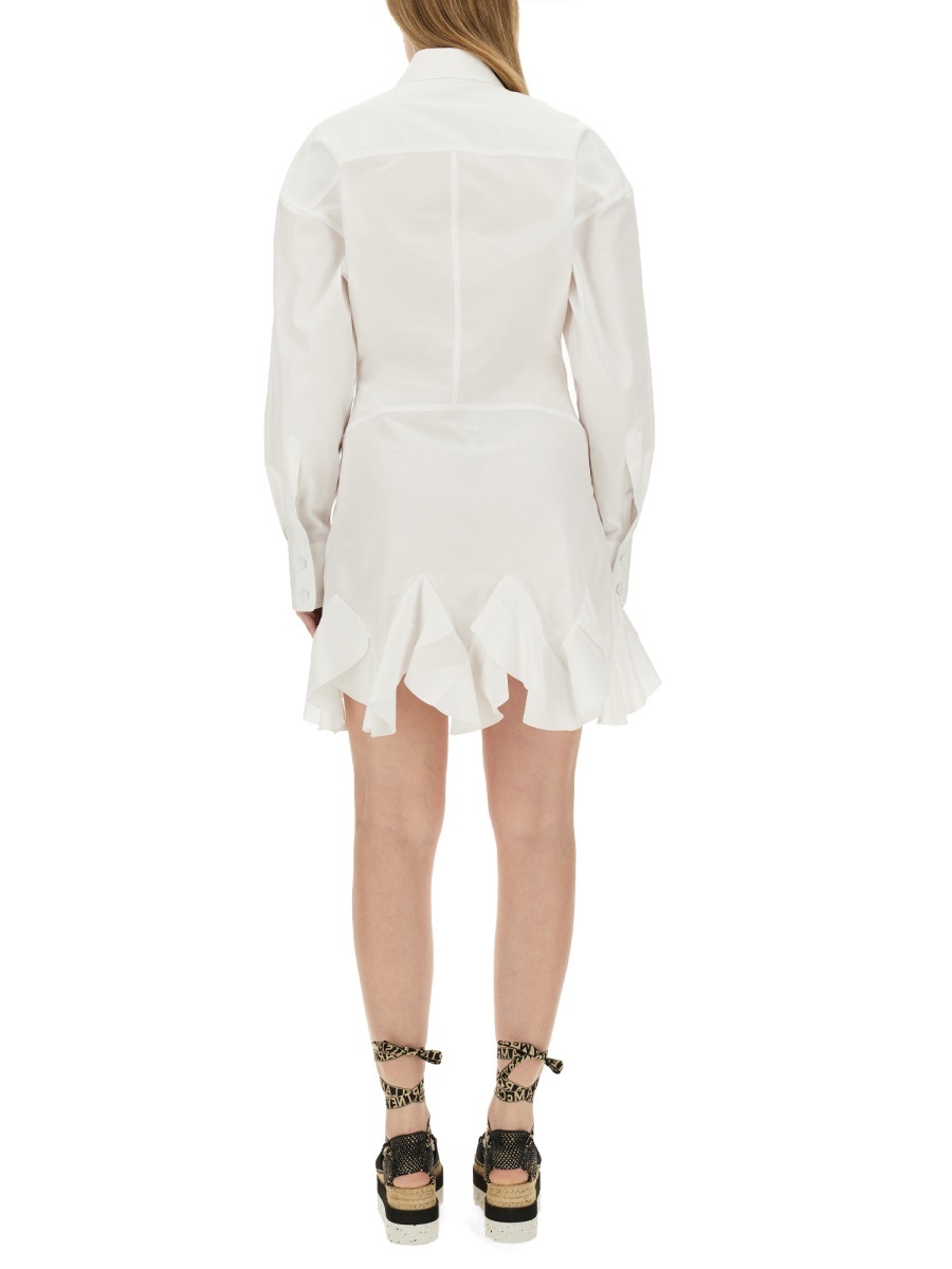 Stella Mccartney Ruffled Mini Shirt Dress In White