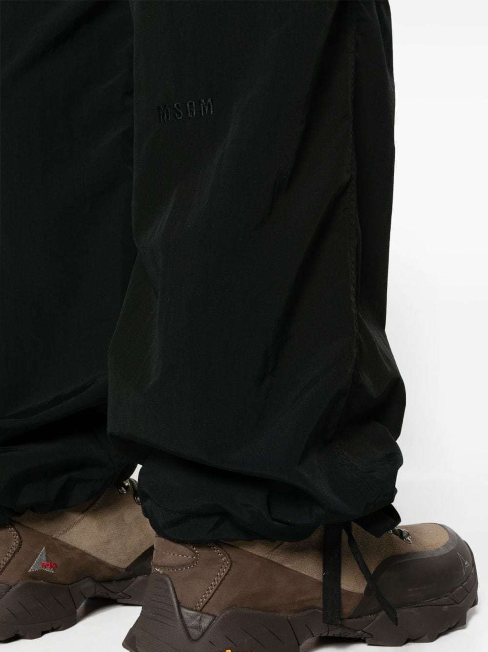 Msgm Straight-leg Ripstop Cargo Trousers In Black