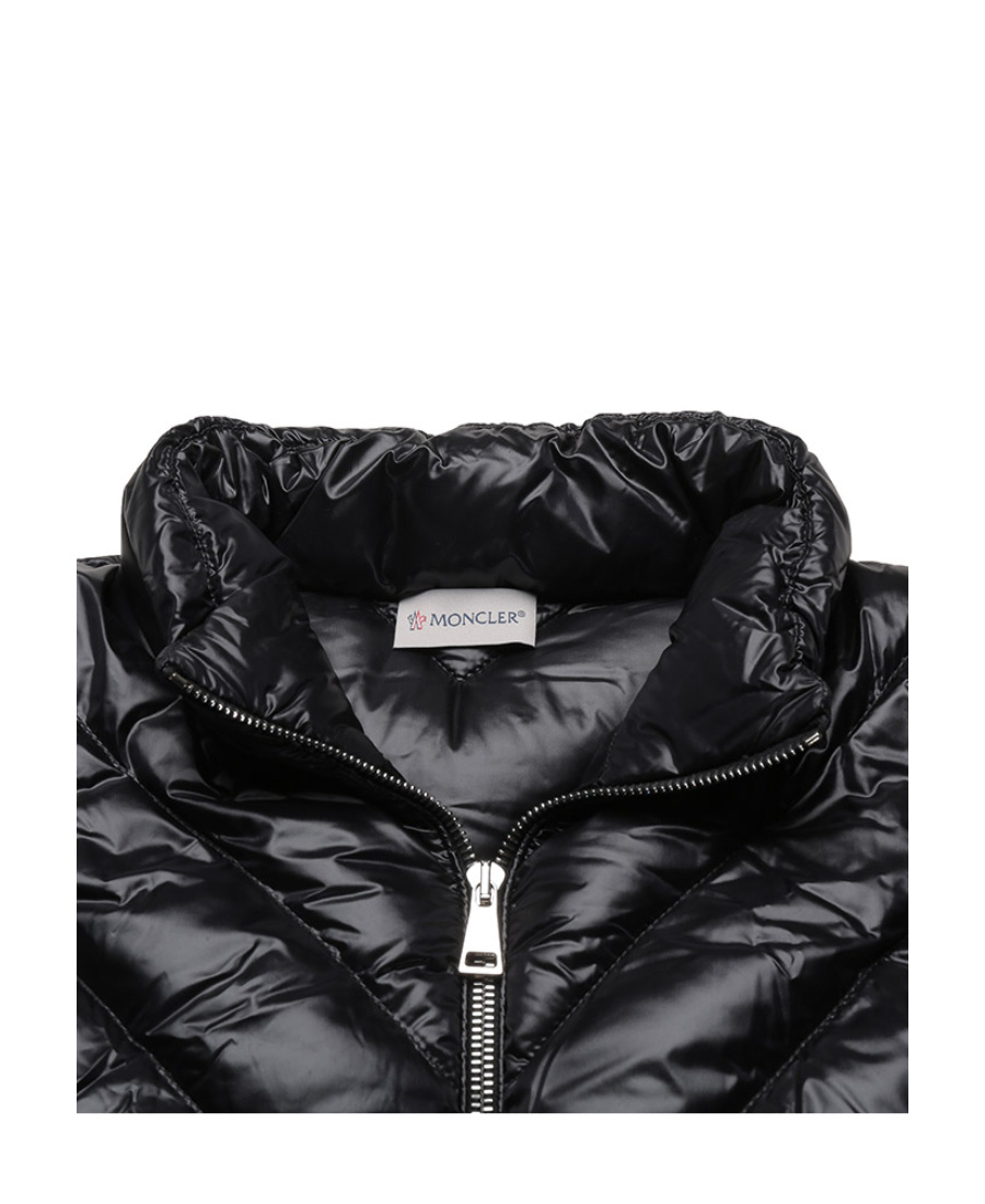 Moncler Wool Padded Oversized Cardigan With Ribbed Sleeves In Black